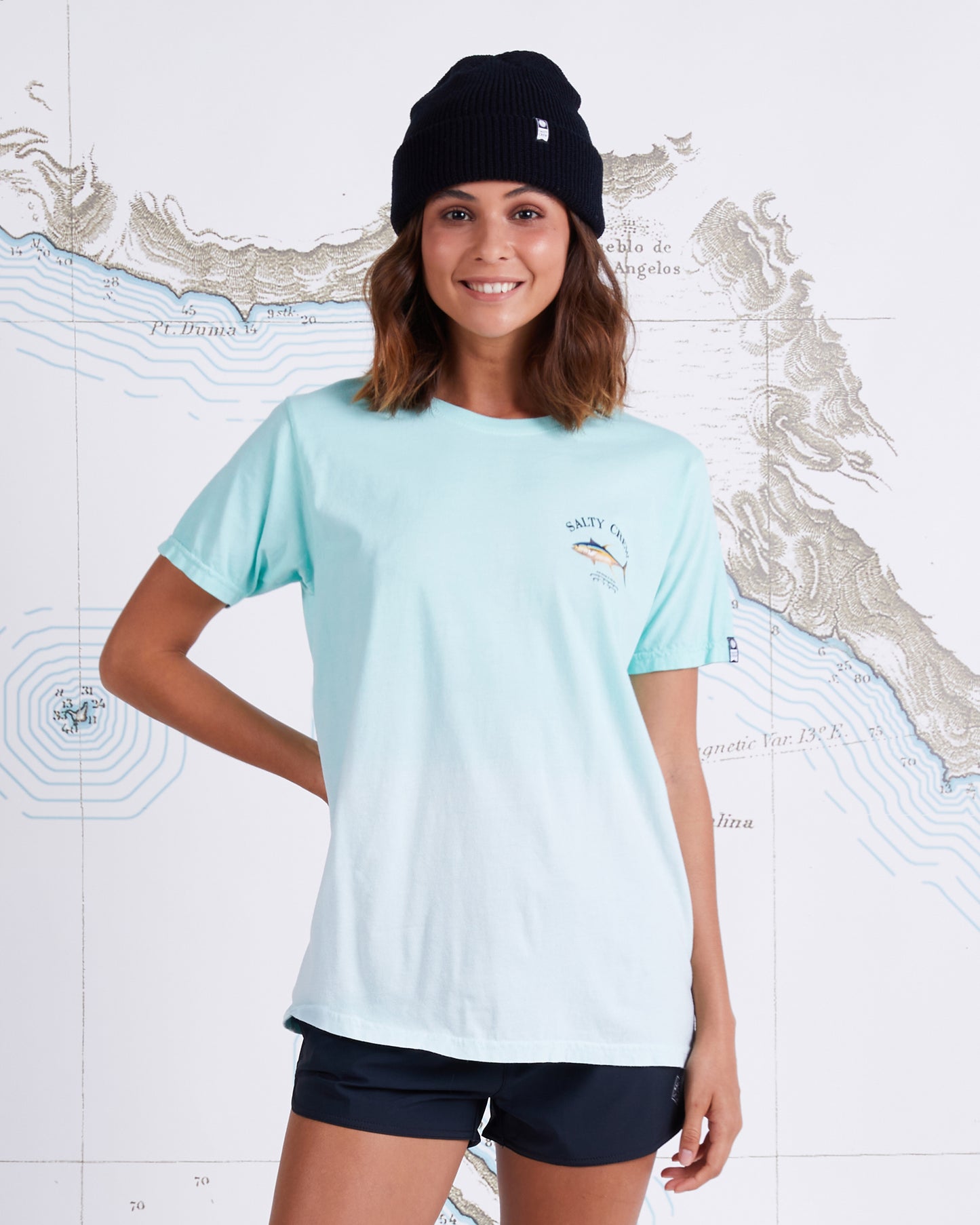 AHI MOUNT BOYFRIEND TEE - Sea Foam