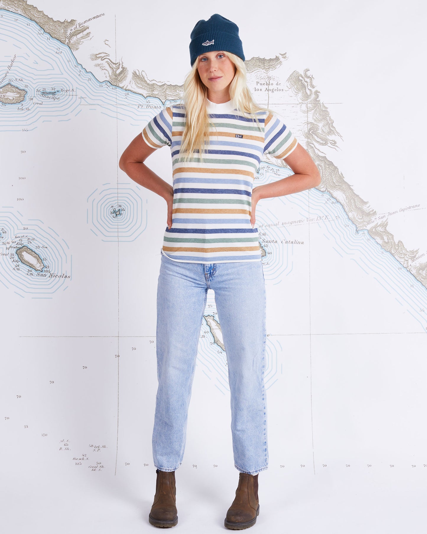 BAJA MOCK NECK TEE - Denim