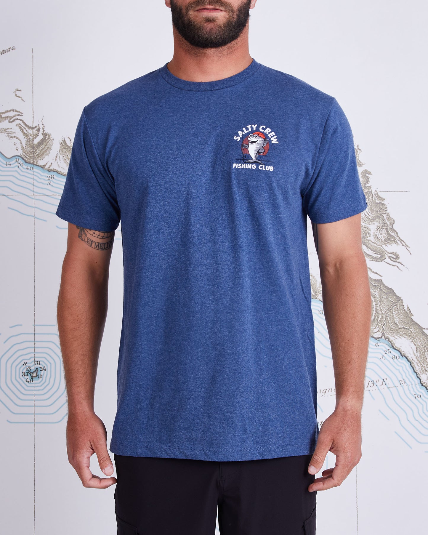FISHING CLUB STANDARD S/S TEE - Navy Heather - Salty Crew Australia