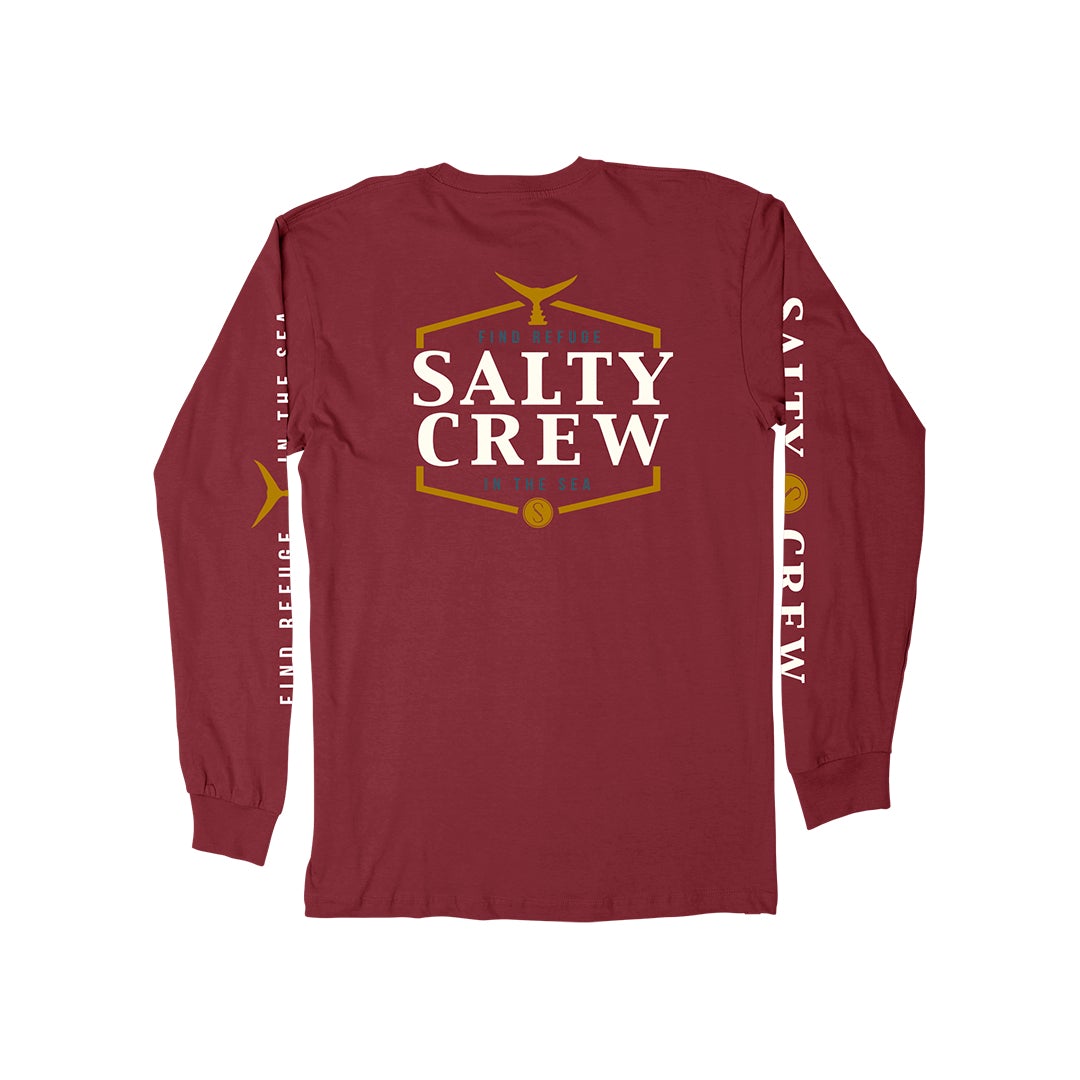 SKIPJACK PREMIUM L/S TEE - BURGUNDY - Salty Crew Australia