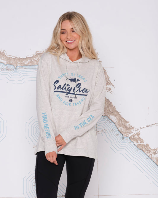 SCRIPTED MID WEIGHT HOODY - Vintage White