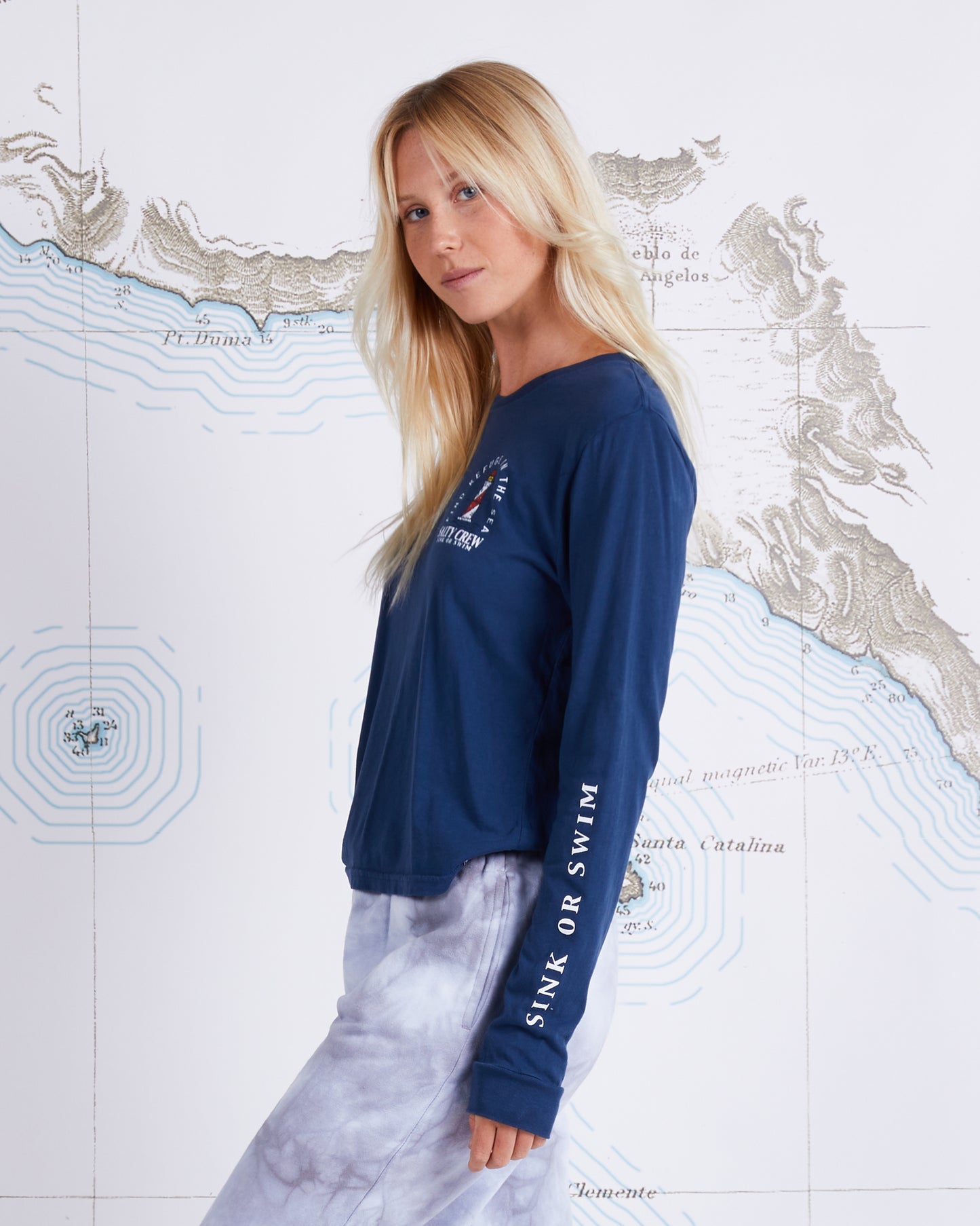 OUTERBANKS LS SKIMMER TEE - Denim