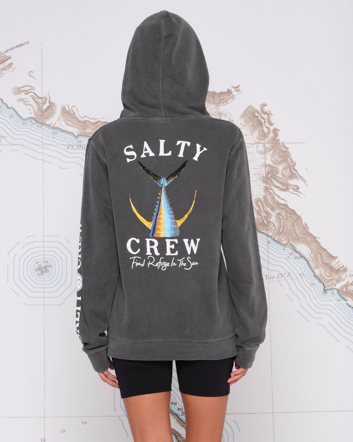 TAILED BOYFRIEND HOODY - Faded Black - Salty Crew Australia