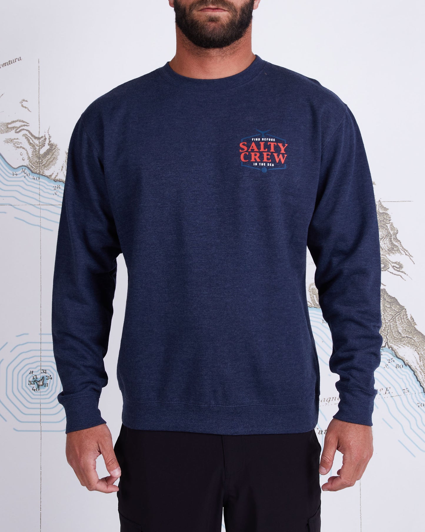 SKIPJACK CREW FLEECE - Navy Heather - Salty Crew Australia