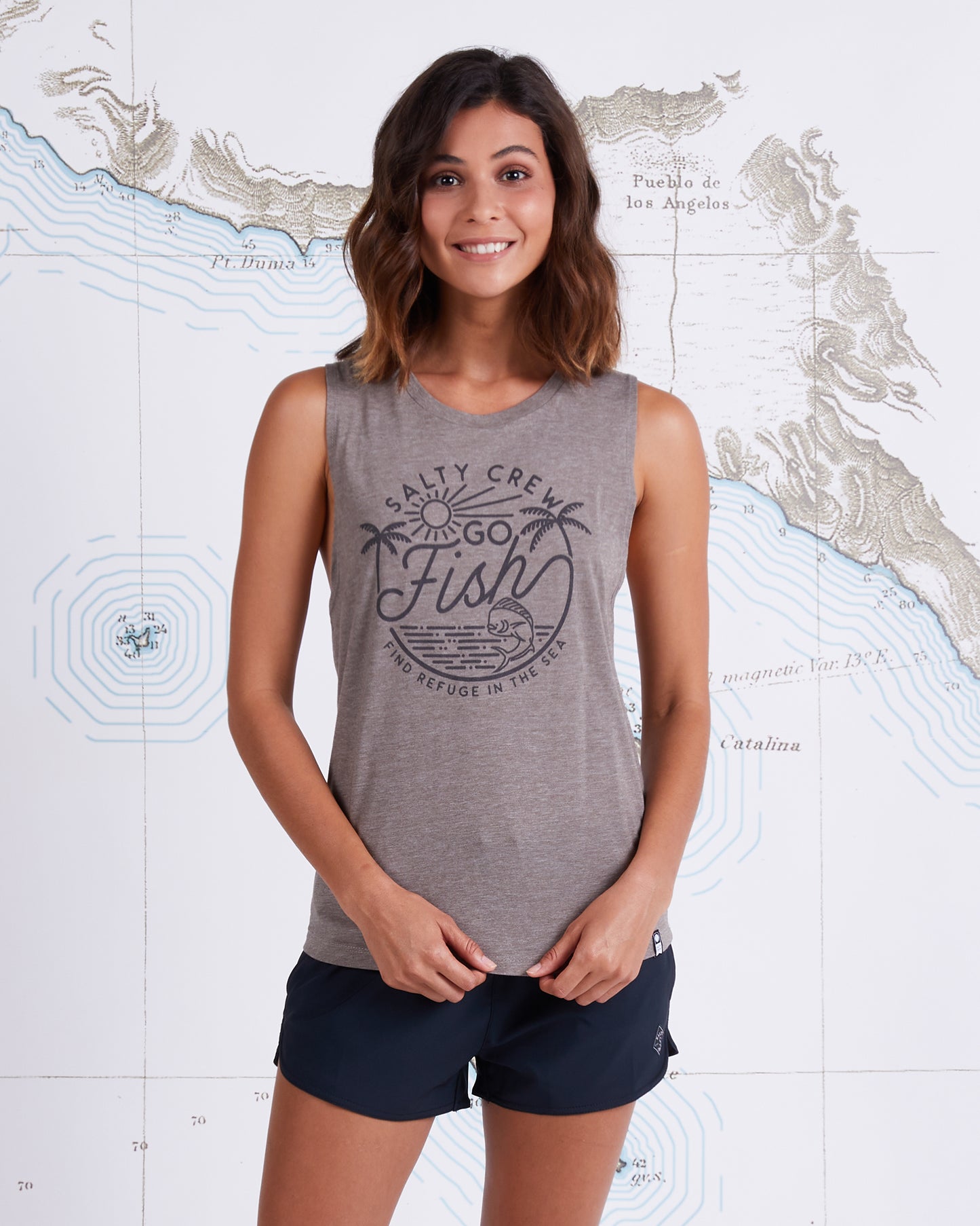 GO FISH MUSCLE TANK - Ash