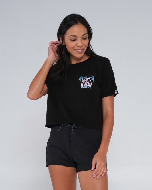 POSTCARD CROP TEE - Black