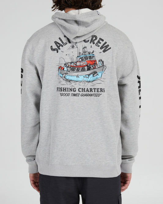 FISHING CHARTERS HOODED FLEECE - Heather Grey