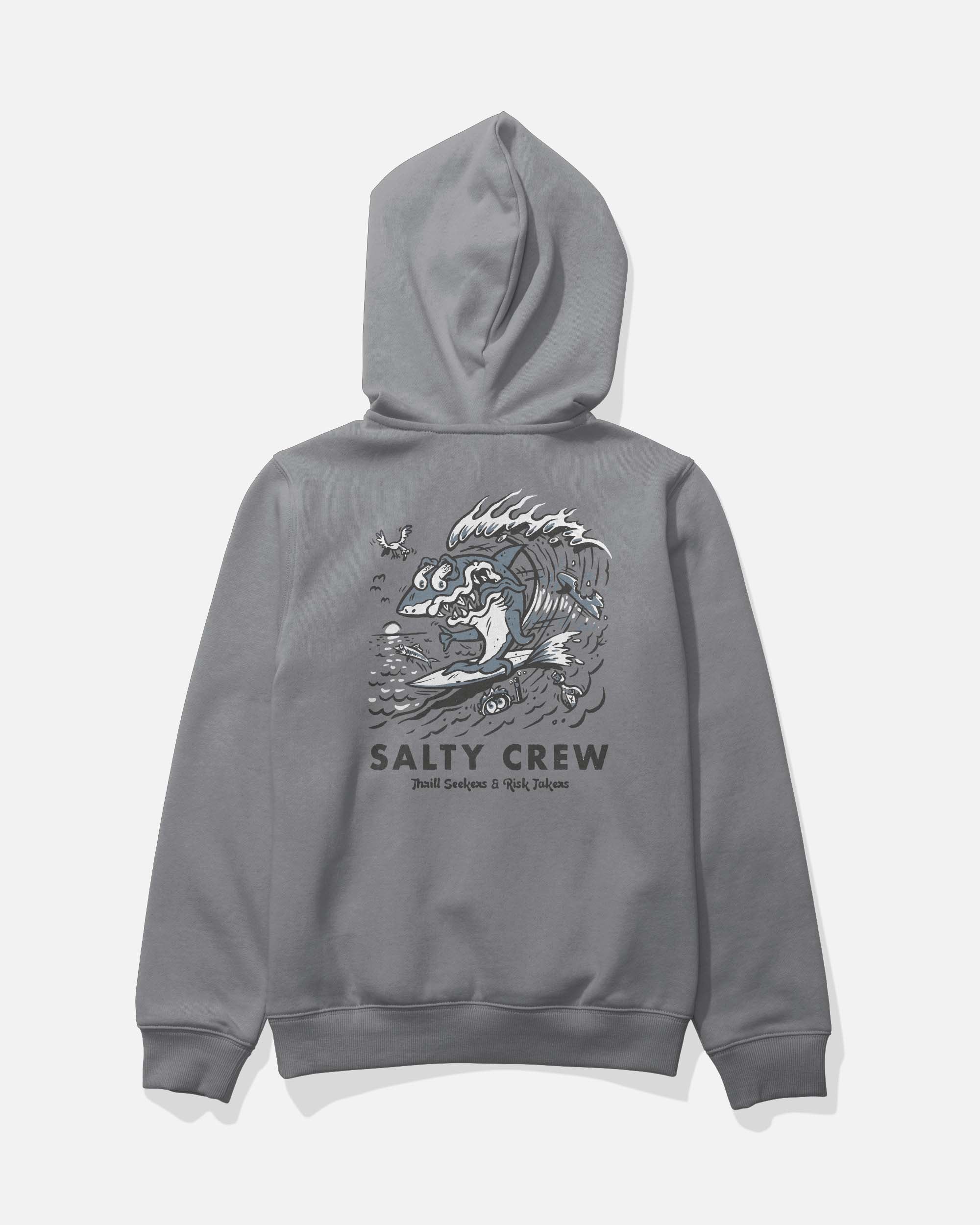 Surf Shark Boys Fleece Hood - Shark Skin | Salty Crew Australia