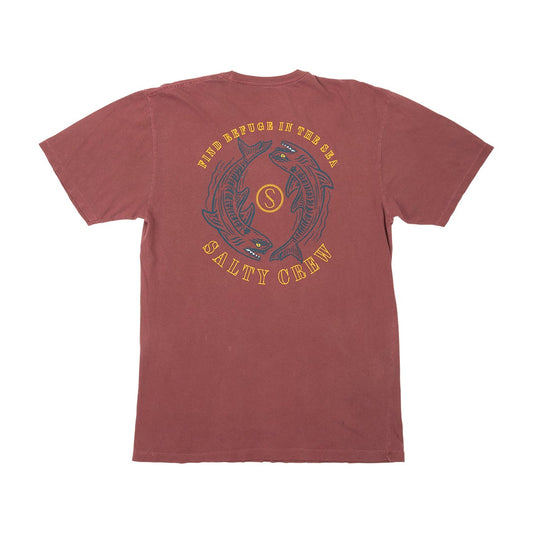 FIN AND YANG PREMIUM S/S TEE - BURGUNDY - Salty Crew Australia