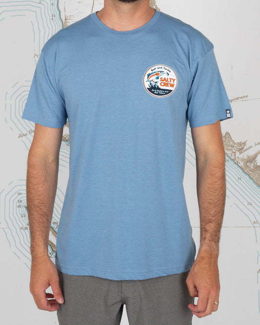 FLY GUY PREMIUM S/S TEE - LIGHT BLUE Heather - Salty Crew Australia