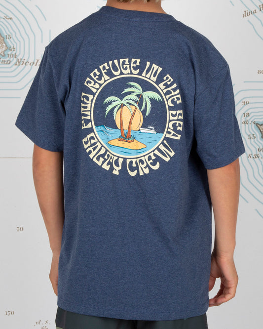DOS PALMS BOYS S/S TEE - Navy Heather