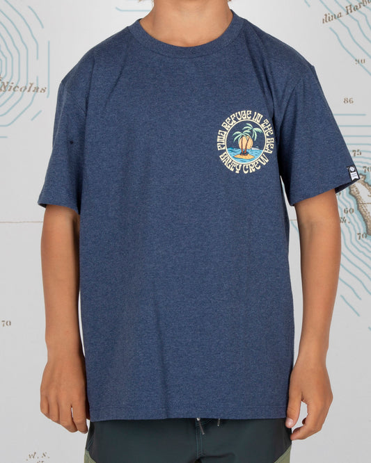 DOS PALMS BOYS S/S TEE - Navy Heather