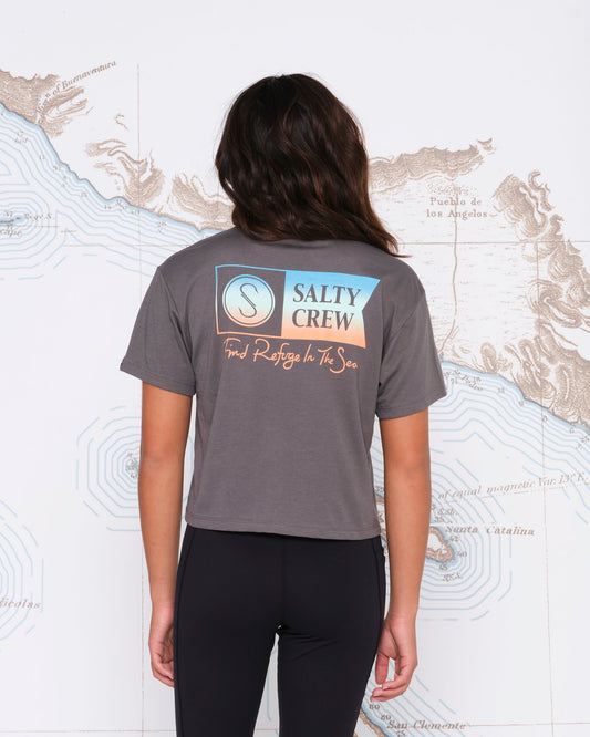 ALPHA GRADIENT SKIMMER TEE - Charcoal - Salty Crew Australia