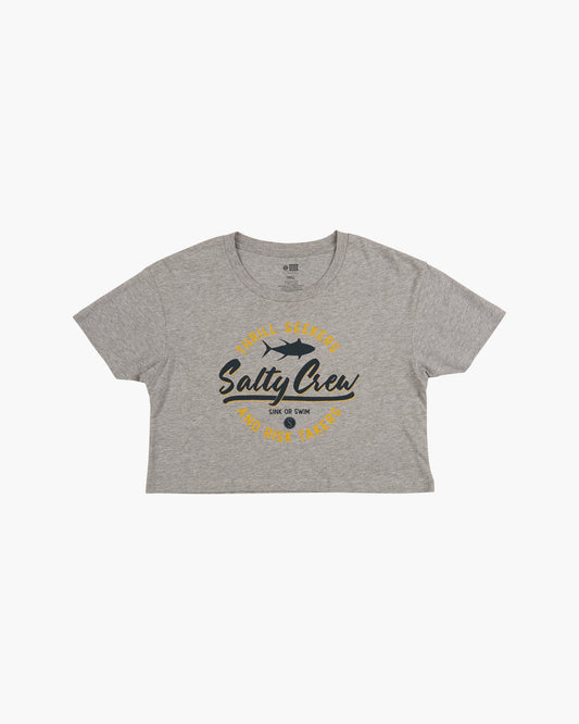 SCRIPTED CROP TOP - Athletic Heather