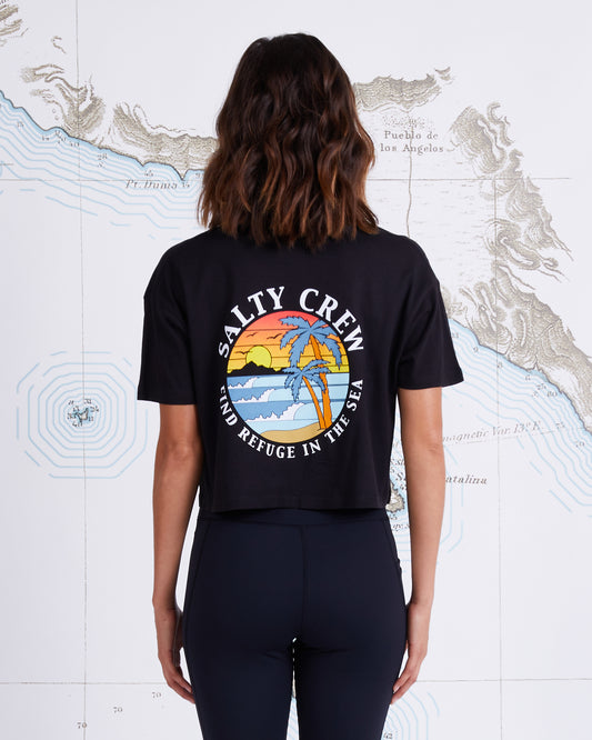 PARADISE CROP TEE - Black - Salty Crew Australia
