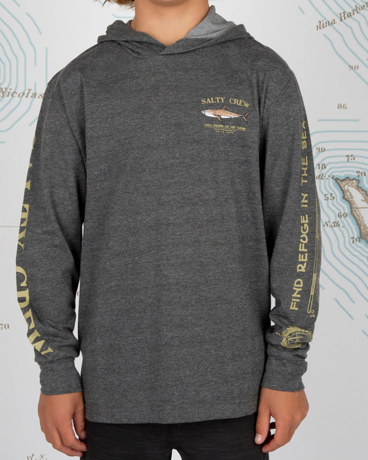 BRUCE BOYS HOOD TECH TEE - Charcoal - Salty Crew Australia