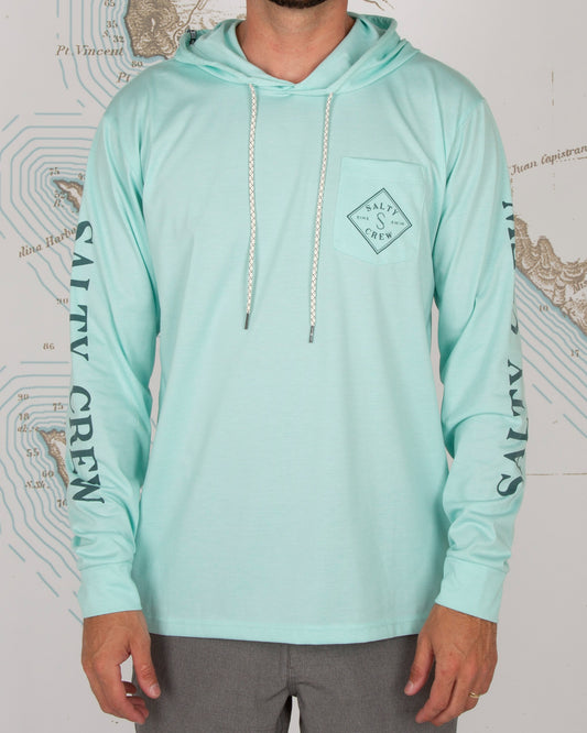 TIPPET POCKET HOOD TECH TEE - Sea Foam - Salty Crew Australia