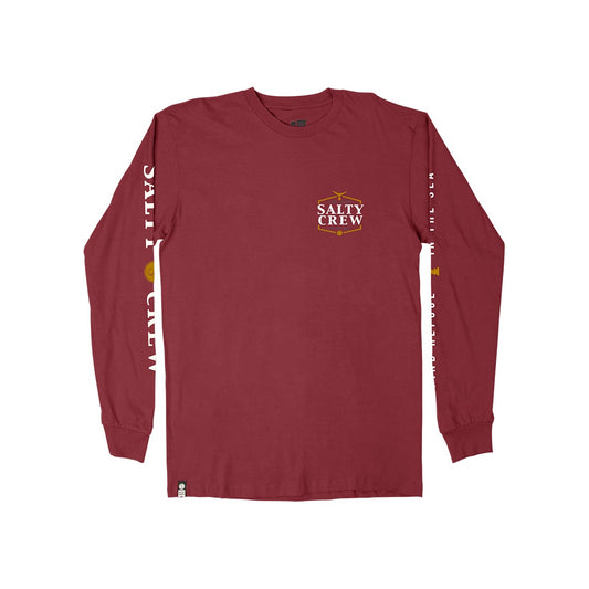 SKIPJACK PREMIUM L/S TEE - BURGUNDY - Salty Crew Australia