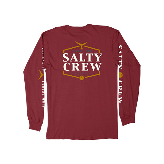 SKIPJACK PREMIUM L/S TEE - BURGUNDY - Salty Crew Australia