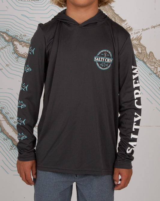 DEEP SEA BOYS TECH HOOD - CHARCOAL - Salty Crew Australia