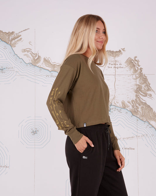 BRUCE LONG SLEEVE CROP - Military