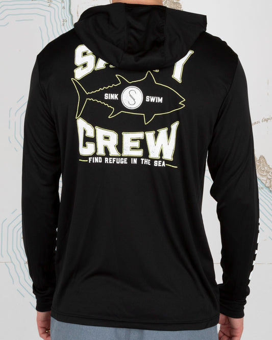 TIGHT LINES HOOD SUNSHIRT - Black - Salty Crew Australia