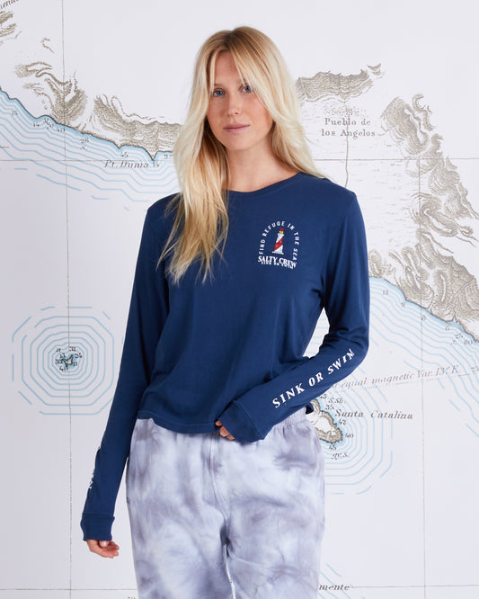 OUTERBANKS LS SKIMMER TEE - Denim