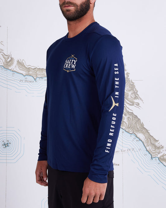SKIPJACK L/S SUNSHIRT - Navy - Salty Crew Australia