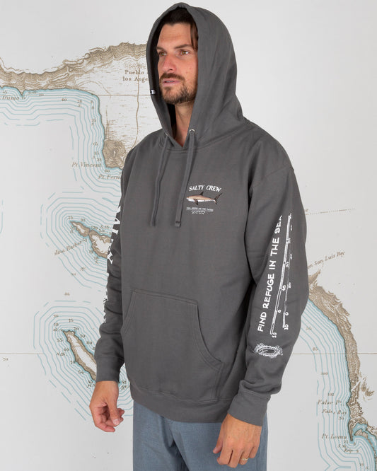 Bruce Hood Fleece - Charcoal - Salty Crew Australia
