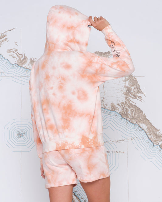 ALPHA ZIP HOODY - Peach Tie Dye
