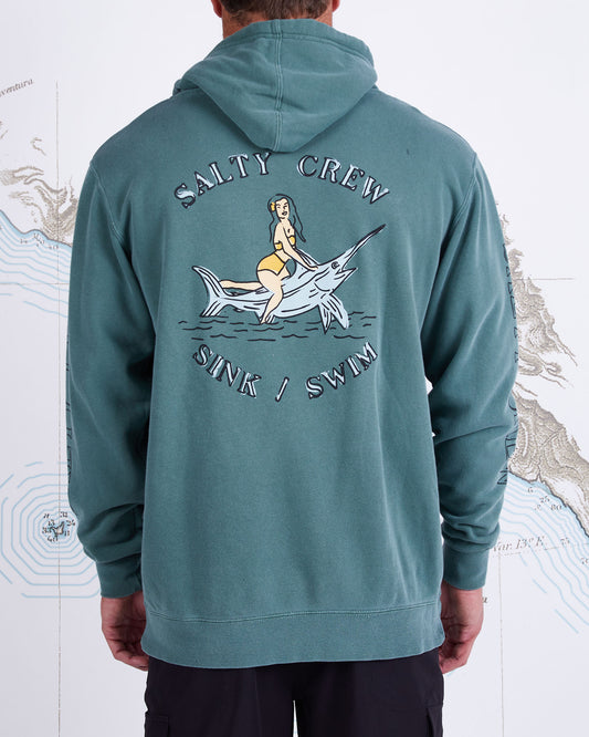 SIREN OVERDYED FLEECE - Pine Green