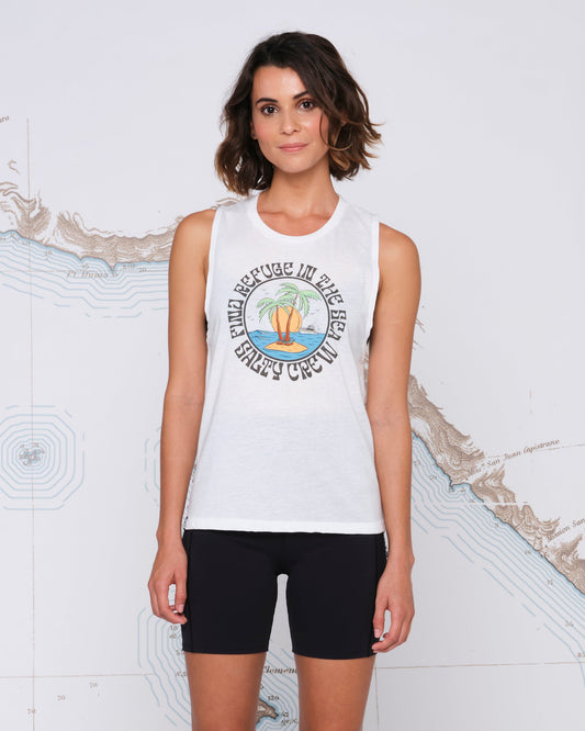 DOS PALMS MUSCLE TANK - White