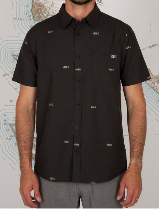 TIGHT LINES S/S WOVEN - BLACK - Salty Crew Australia