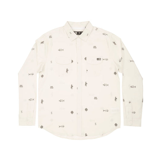 TOPWATER LS TECH WOVEN - Vintage White - Salty Crew Australia