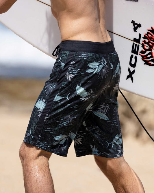 KEEL BOARDSHORT - BLACK AQUA - Salty Crew Australia