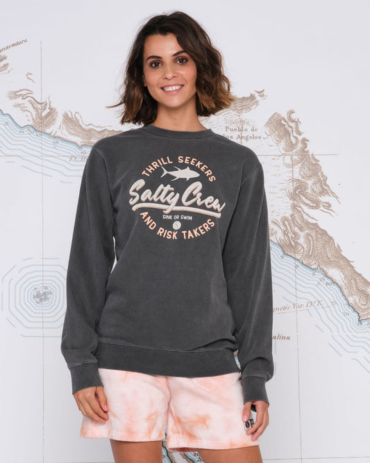 SCRIPTED BOYFRIEND CREW - Faded Black - Salty Crew Australia