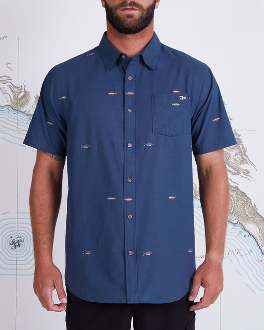 TIGHT LINES S/S WOVEN - Dark Slate - Salty Crew Australia