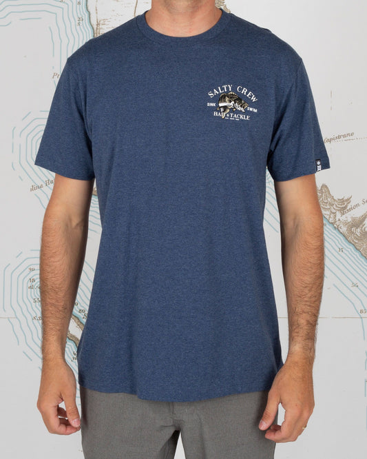 BASS MAN STANDARD S/S TEE - Navy Heather - Salty Crew Australia